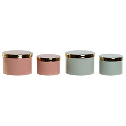 Boîte à bijoux DKD Home Decor Vert Corail Fer 13 x 13 x 9 cm (2 Pièces) (2 Unités)