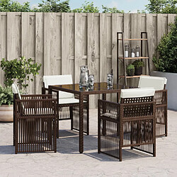 Avis vidaXL Chaises de jardin avec coussins lot de 4 marron résine tressée