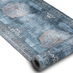 RUGSX TAPIS DE COULOIR antidérapant LOTUS ROSETTE 47050 gris lavable 100cm 100x370 cm
