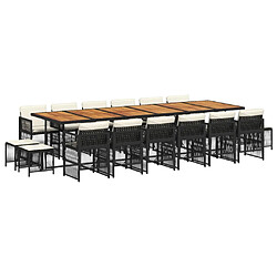 vidaXL Ensemble à manger de jardin 17 pcs coussins noir résine tressée
