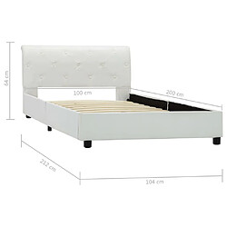 vidaXL Cadre de lit Blanc Similicuir 100 x 200 cm pas cher