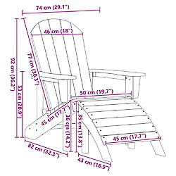 vidaXL Chaise Adirondack Blanc 82 x 74 x 92 cm HDPE pas cher