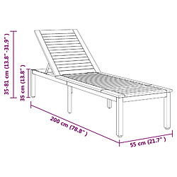Acheter vidaXL Transat Noir 200 x 55 x 35 cm Bois d'Acacia Massif