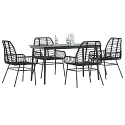 vidaXL Ensemble à manger de jardin 5 pcs noir résine tressée verre