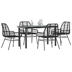 vidaXL Ensemble à manger de jardin 5 pcs noir résine tressée verre