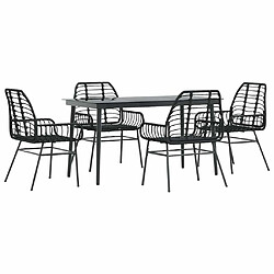 vidaXL Ensemble à manger de jardin 5 pcs noir résine tressée verre