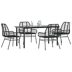 vidaXL Ensemble à manger de jardin 5 pcs noir résine tressée verre