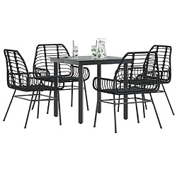 vidaXL Ensemble à manger de jardin 5 pcs noir résine tressée verre
