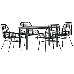 vidaXL Ensemble à manger de jardin 5 pcs noir résine tressée verre
