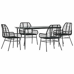 vidaXL Ensemble à manger de jardin 5 pcs noir résine tressée verre