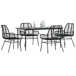 vidaXL Ensemble à manger de jardin 5 pcs noir résine tressée verre