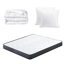 Sinlikon Matelas 160x200 et Couette et 2 Oreillers - Matelas 160x190x15cm + Couette 220x240cm + 2 Oreillers 60x60cm (tous dans un colis)