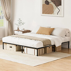 Sinlikon Pack Sommier + Matelas + Couette + 2 Oreillers - 140x190cm - Lit Métal - 2 places