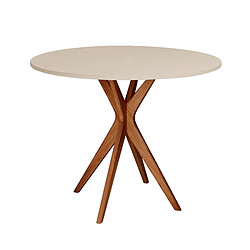 Ragaba Table à manger ronde - Brun beige chêne