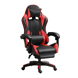 Sinlikon Fauteuil gamer, chaise gaming, siège de bureau réglable, avec repose-pieds télescopique, ergonomique, mécanisme basculent, appui-tête, support lombaire, charge 120 kg - Noir et Rouge