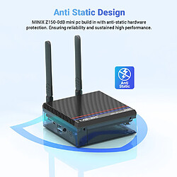 Mini PC sans ventilateur MINIX Z150-0dB, Intel N150 4 cœurs, 3,6 GHz max., 8 Go de RAM, SSD 256 Go