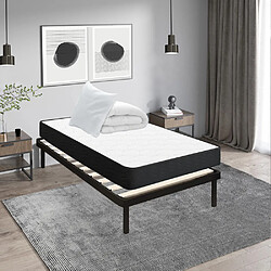 Sinlikon Ensemble Matelas et Sommier 90x190 cm - Matelas 90x190x15cm Mousse avec 1 Couette 140x200 cm et 1 Oreiller 60x60 cm et Sommier 90x190cm avec Pieds (Deux colis)