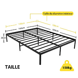 Acheter Sinlikon Pack Sommier + Matelas + Couette + 2 Oreillers - 140x190cm - Lit Métal - 2 places
