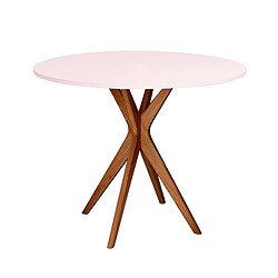Ragaba Table de cuisine ronde - Rose poudré chêne