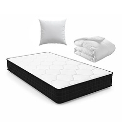 Sinlikon Ensemble Matelas et Couette et Oreiller - Matelas 90x190x15cm + Couette 140x200cm + Oreiller 60x60cm (Lavable en machine, antiallergique, tous dans un colis)