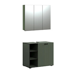 EPIKASA Ensemble de Meubles de Salle de Bain Pure, Vert, Fibres Polymères, 90x186x53 cm