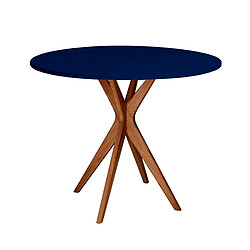 Ragaba table à manger ronde - Bleu marine chêne