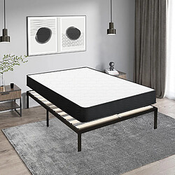 Sinlikon Ensemble Matelas et Sommier 140x190 cm - Matelas 140x190x20cm à Ressorts avec Mousse - Sommier 140x190cm avec Pieds (Deux colis)