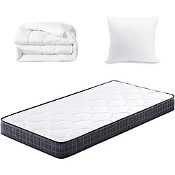 Sinlikon Matelas 90x190 et Couette et Oreiller - Matelas 90x190x15cm + Couette 140x200cm + Oreiller 60x60cm (tous dans un colis)