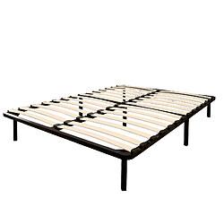 Sinlikon Cadre à lattes 140x200cm avec 7 Pieds - Sommiers à Lattes en Bois - 2x14 Lattes