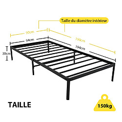 Acheter Sinlikon Pack Sommier + Matelas + Couette + Oreiller - 90x190cm - Lit Métal - 1 places
