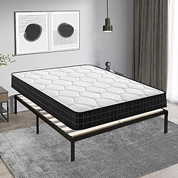 Sinlikon Ensemble Matelas et Sommier 160x200 cm - Matelas 160x200x16cm Mousse - Sommier 160x200cm avec Pieds (Deux colis)