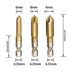 Mèches à fraiser métal hexagonales - lot de 3