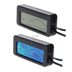 Thermomètre numérique intérieur et extérieur voiture Thermomètre voiture - Fonctionnement 12V - Affichage LCD bleu - Plage de température: -50 à +70°C