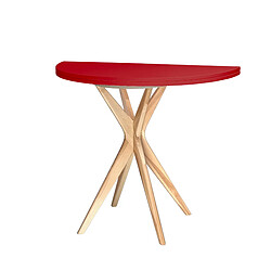 Ragaba, Jubi, table ronde demi lune , 100 x 50 x 75, Rouge pur, extensible, pour 2 personnes,
