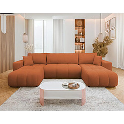 Bestmobilier Nicole - Canapé panoramique en U 7 places convertible avec coffre en tissu