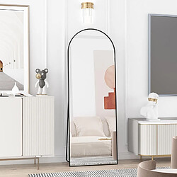 CASSILANDO Miroir pleine longueur 162 x 53 cm, miroir de sol avec cadre en aluminium, miroir sur pied arqué lisse, noir