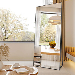 CASSILANDO Miroir pleine longueur 165 x 60 cm, miroir sur pied, miroir sur pied avec cadre en alliage d'aluminium, miroir mural à cadre fin pas cher