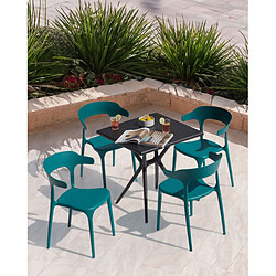 Beliani Lot de 4 chaises de jardin GUBBIO Bleu paon