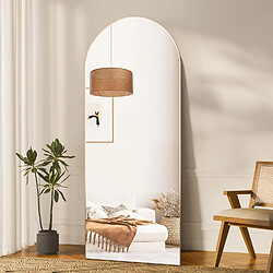 Avis CASSILANDO Miroir pleine longueur 165 x 60 cm, miroir de sol avec cadre en aluminium, miroir sur pied arqué lisse, doré