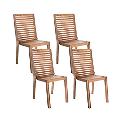 Beliani Lot de 4 chaises de jardin OMBRIANO Bois d'acacia certifié Marron clair