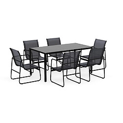 Bestmobilier Murillo - ensemble table et chaises de jardin - 6 personnes - noir et gris