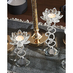 Beliani Bougeoir OVIEDO Verre 19 cm Argenté