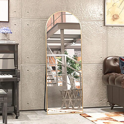 Avis CASSILANDO Miroir pleine longueur 162 x 53 cm, miroir de sol avec cadre en aluminium, miroir sur pied arqué lisse, doré