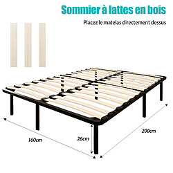 Acheter Sinlikon Sommier 160x200cm avec 9 Pieds - Sommiers à Lattes en Bois - 2x14 Lattes