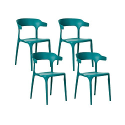 Beliani Lot de 4 chaises de jardin GUBBIO Bleu paon