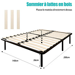 Sinlikon Ensemble Matelas et Sommier 140x200 cm - Matelas 140x200x16cm Mousse - Sommier 140x200cm avec Pieds (Deux colis) pas cher