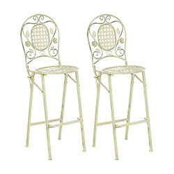 Beliani Lot de 2 chaises de bar de jardin BIVIO Pliant Métal Vert clair