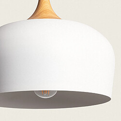 Ledkia Suspension Métal et Bois Serena Blanc pas cher