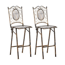 Beliani Lot de 2 chaises de bar de jardin BORMIO Pliant Métal Noir