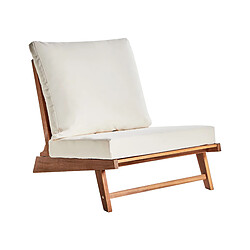 Beliani Chaise de jardin avec coussin MICCIANO Acacia Blanc cassé